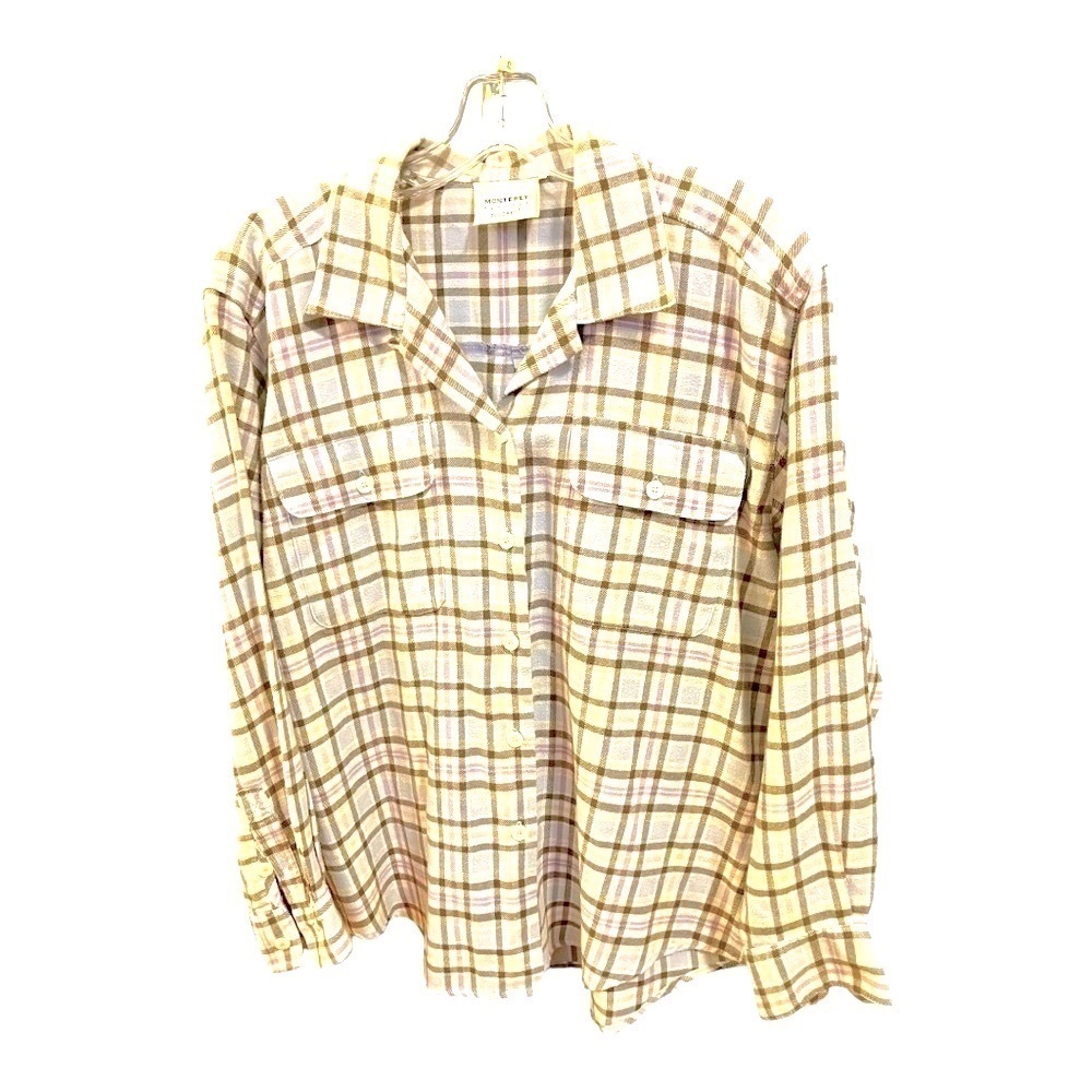 Monterey Petites Koret Flannel Plaid Button Down Shirt Mp